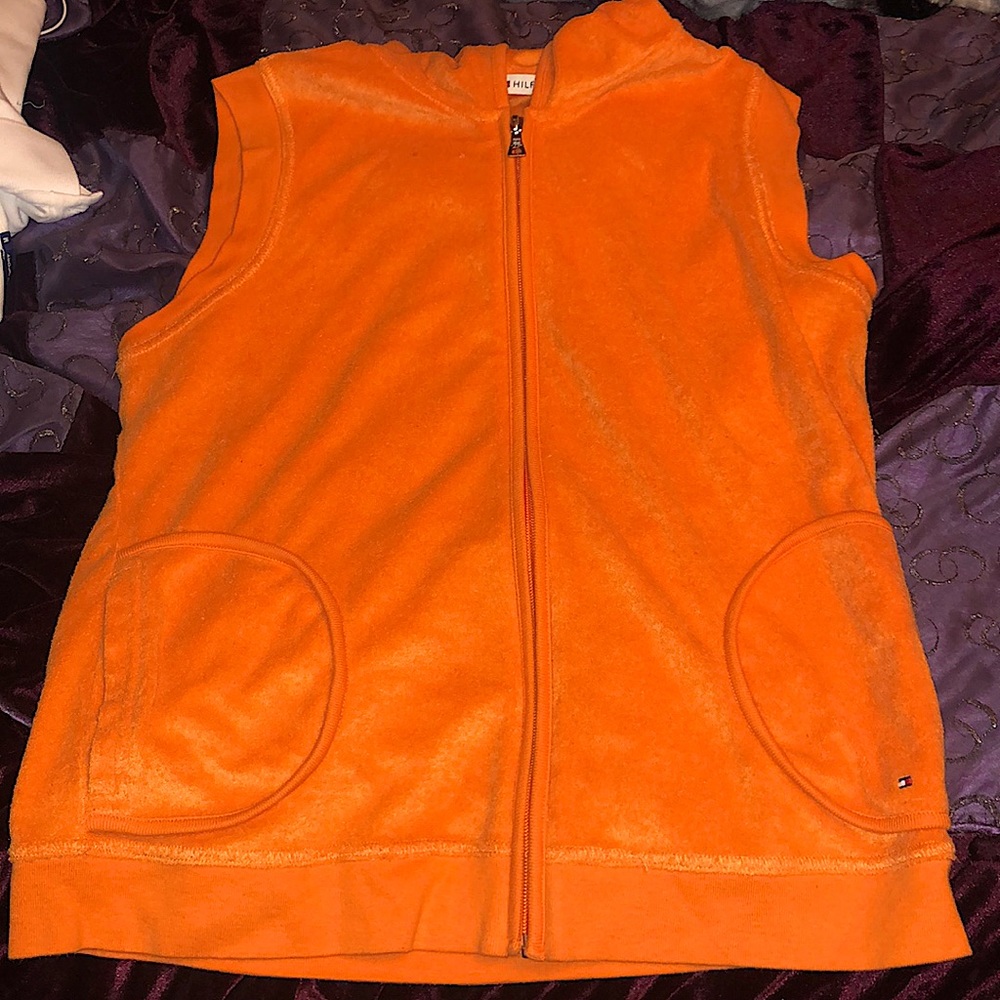 🍊Tommy Hilfiger Terry Cloth Zip-Up Hooded Vest🍊